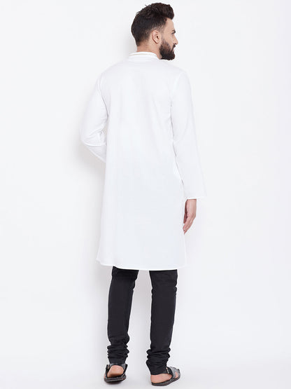 Men's White Zari Work Cotton Kurta