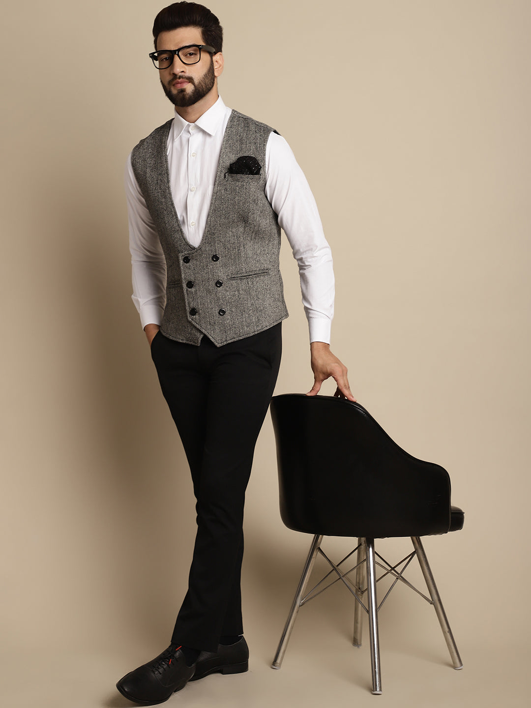 Men's Woolen Double Breast Waist Coat