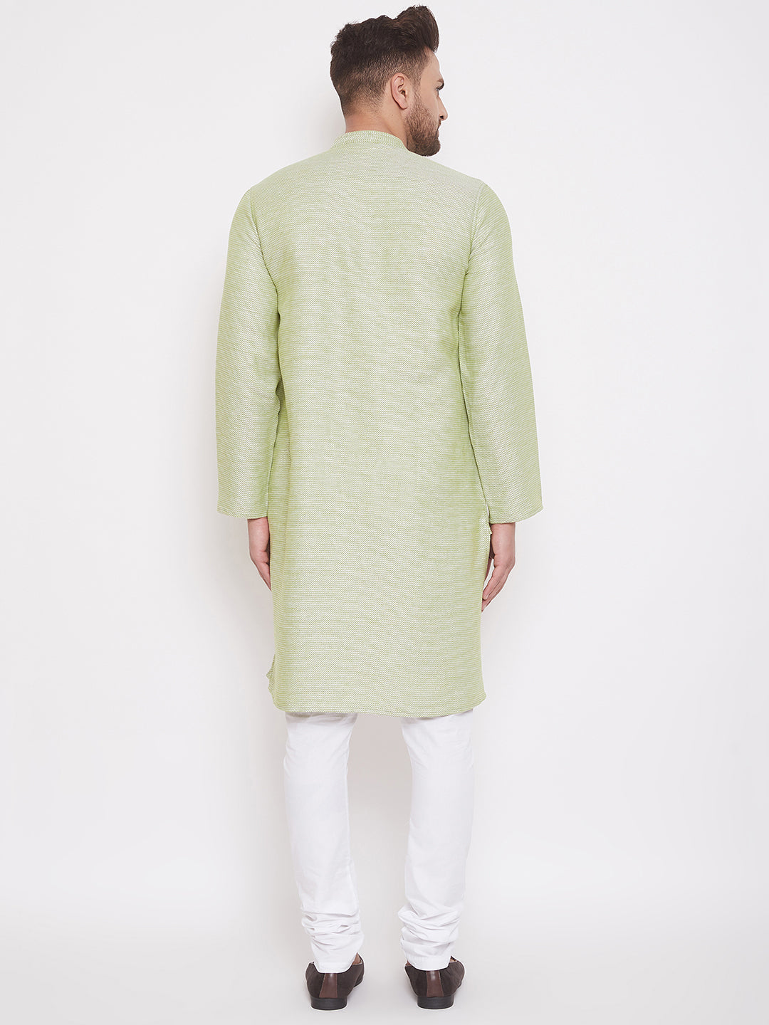 Men's Light Green Dobby Cotton Kurta