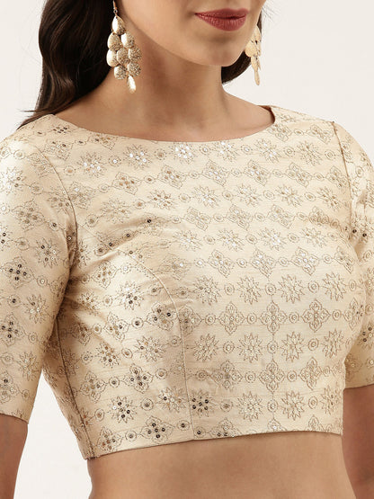 Women's Cream Zari Work Pure Silk Blouse