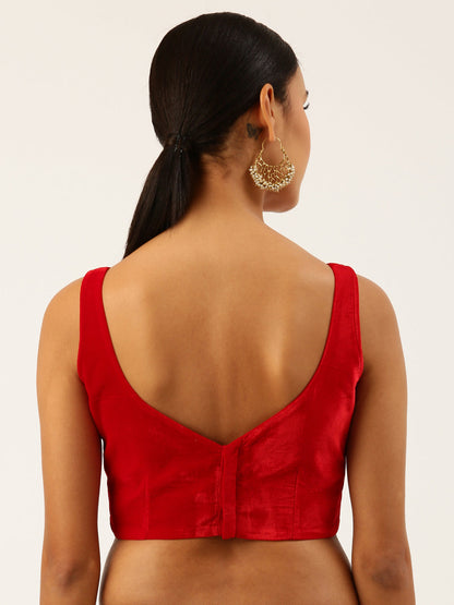 Women's Red Velvet Readymade Blouse