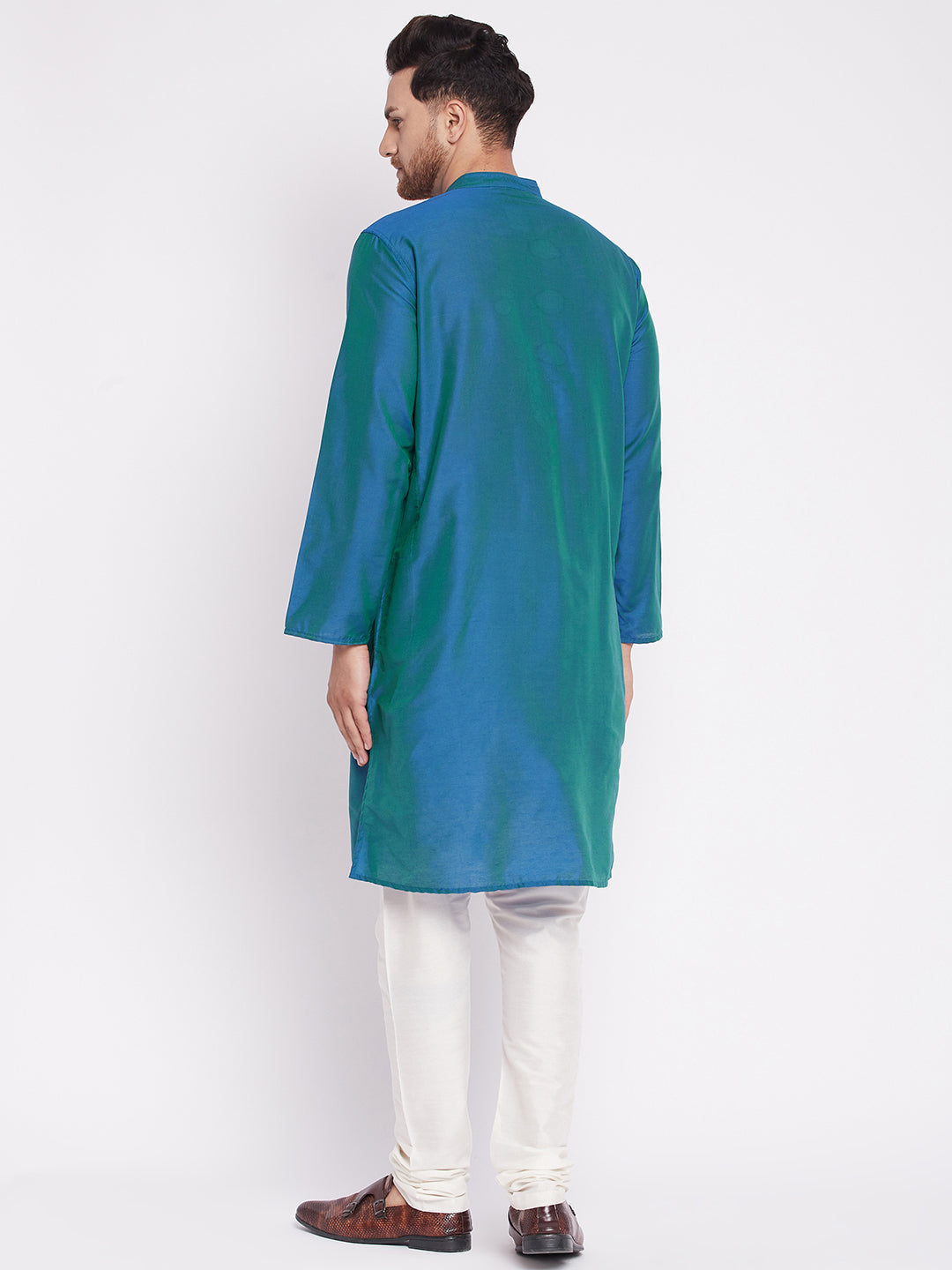 Men's Long Kurta with Band Collar -