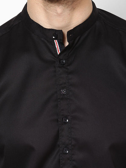 Men's Black Pure Cotton Shirt Kurta