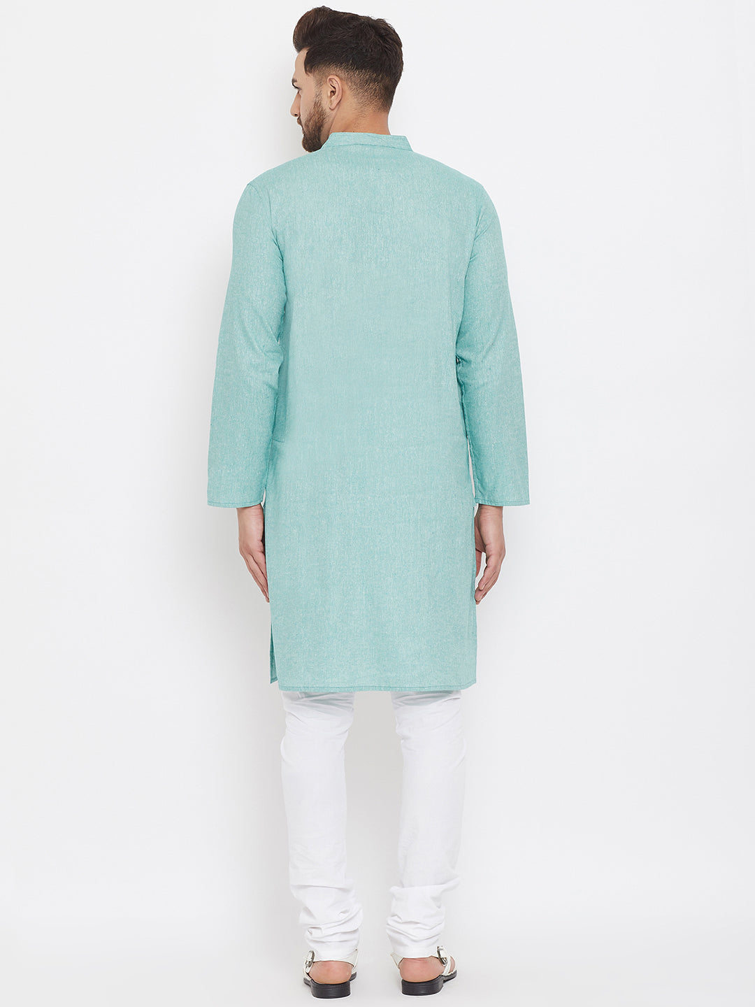 Men's Aqua Blue Pure Cotton Kurta