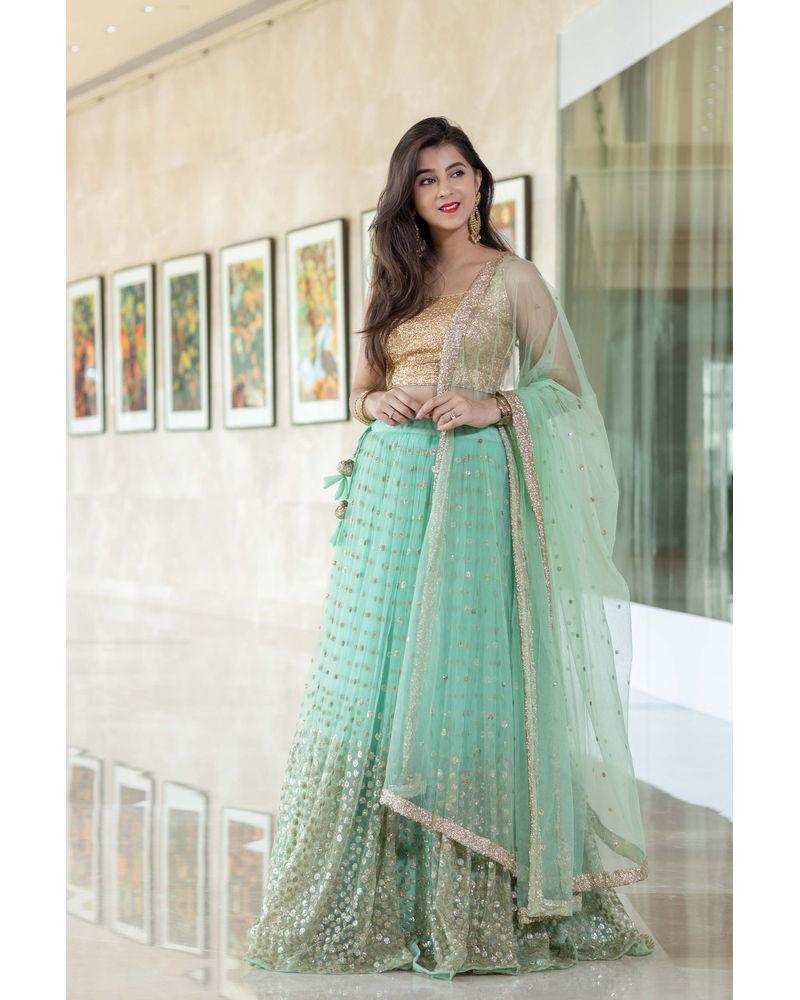 Women's Mint Green Lehenga (3pcs set) - Label Shaurya Sanadhya