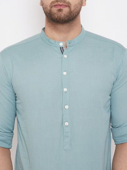 Men's Blue Linen Shirt Kurta