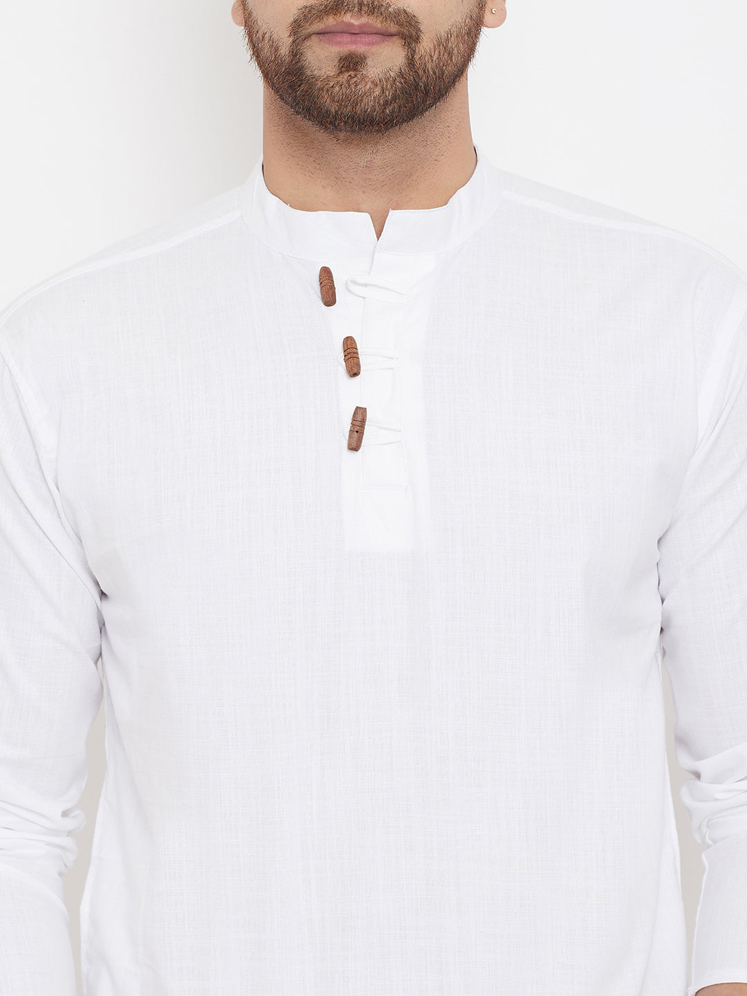 Men's White Button Placket Shirt Kurta