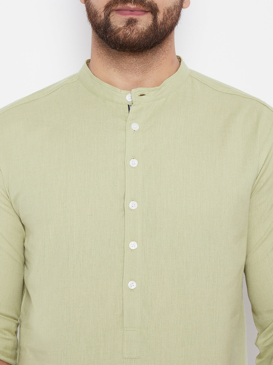 Men's Solid Linen Short Kurta