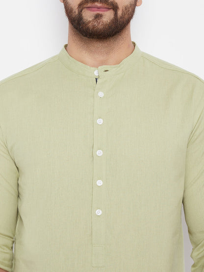 Men's Solid Linen Short Kurta