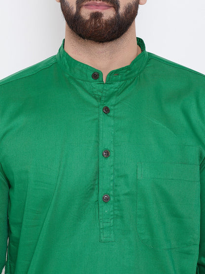 Men's Leaf Green Cotton Kurta