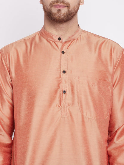 Men's Long Kurta with Band Collar -