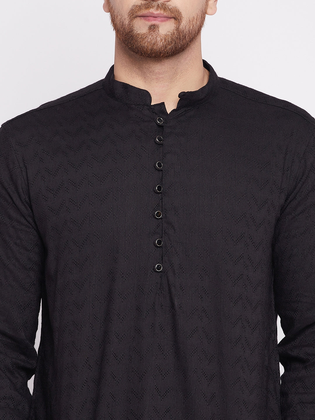 Men's Long Kurta with Band Collar -