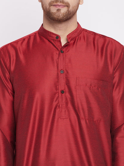 Men's Long Kurta with Band Collar -