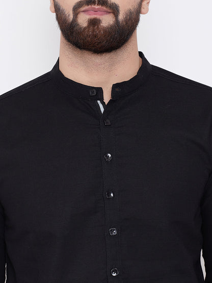 Men's Black Linen Shirt Kurta