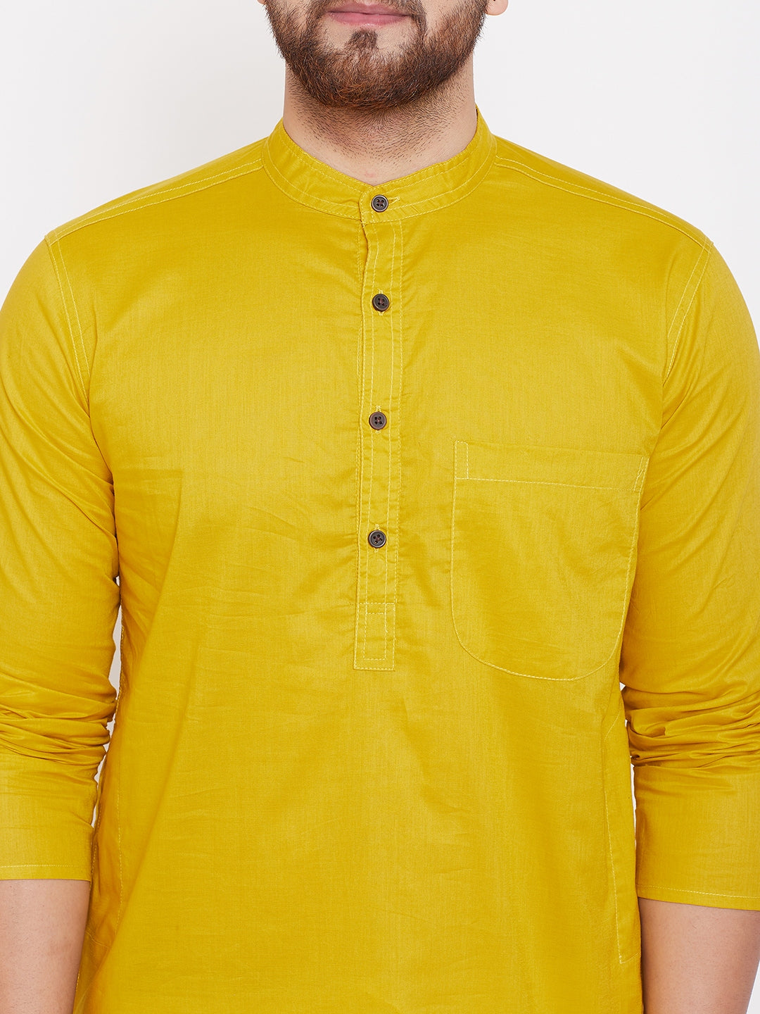 Men's Pure Cotton Kurta With Band Collar