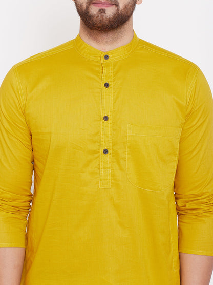 Men's Pure Cotton Kurta With Band Collar