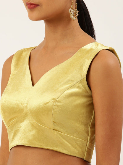 Women's Yellow Toned Velvet Readymade Blouse