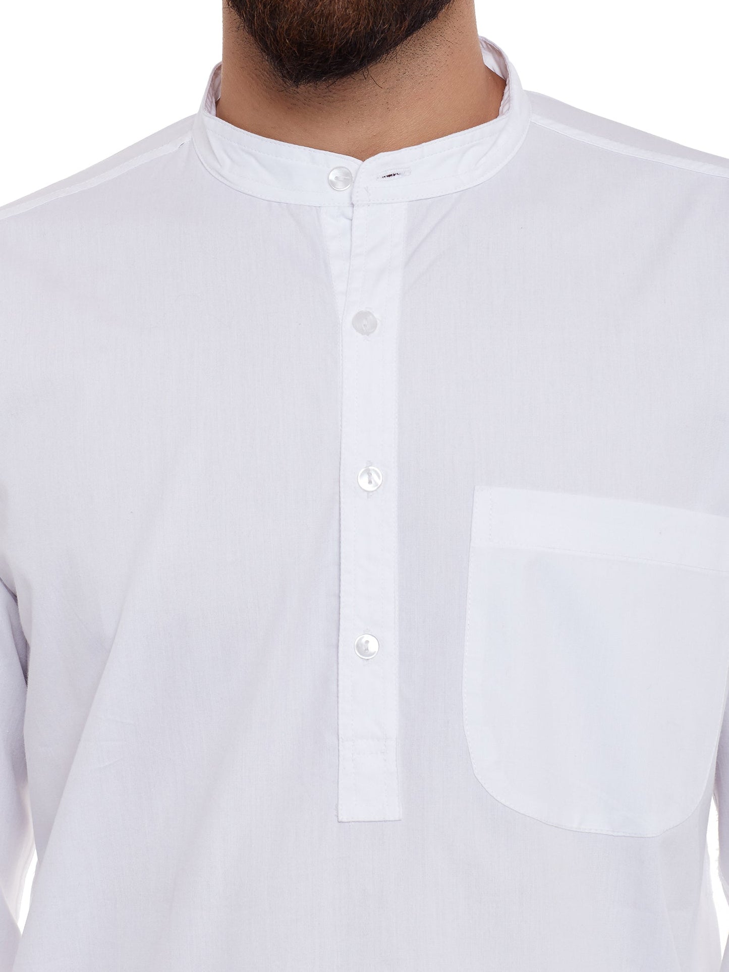 Men's Crisp White Cotton Solid Kurta