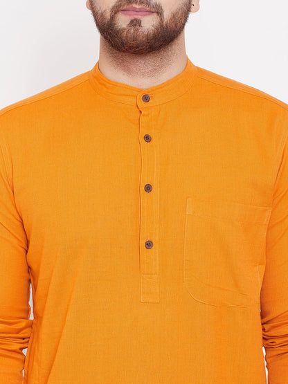 Men's Pure Cotton Kurta With Band Collar