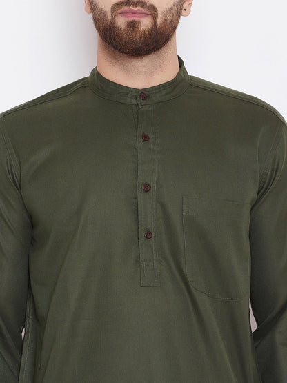 Men's Green Cotton Kurta