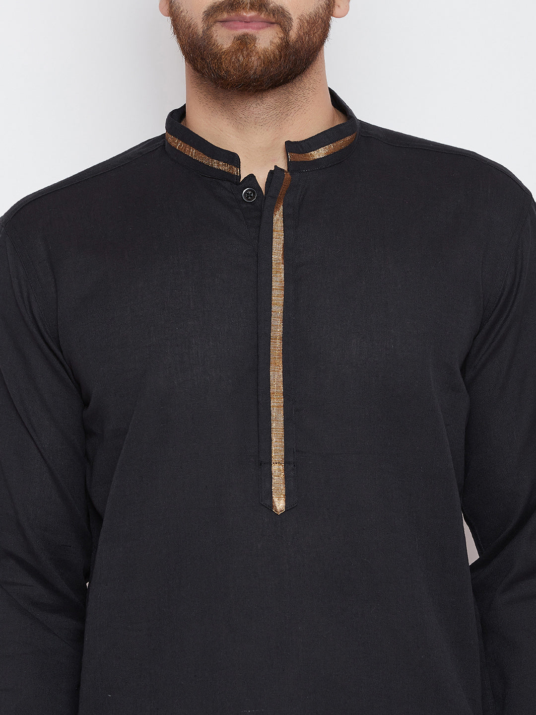 Men's Black Zari Work Kurta