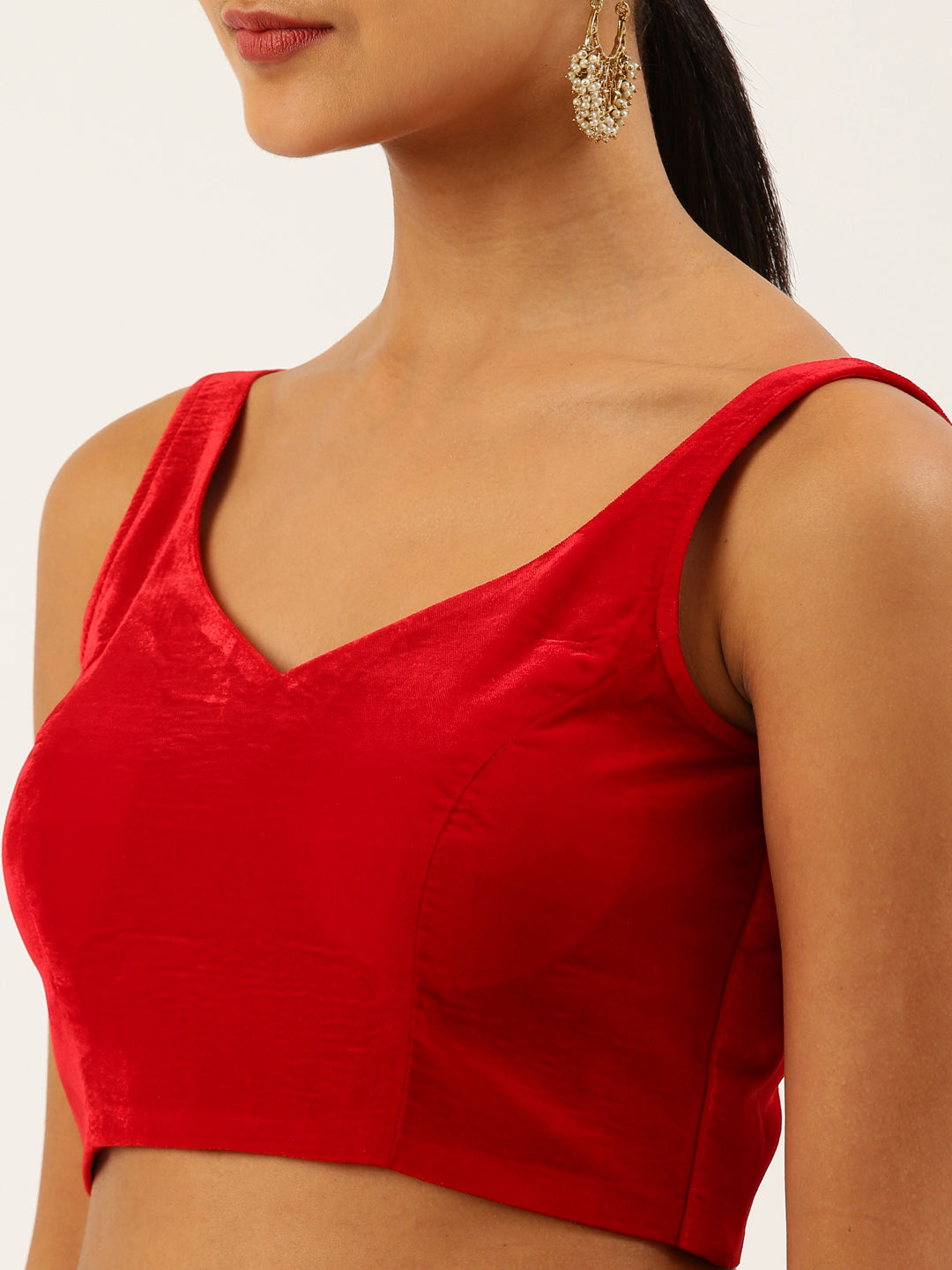 Women's Red Velvet Readymade Blouse