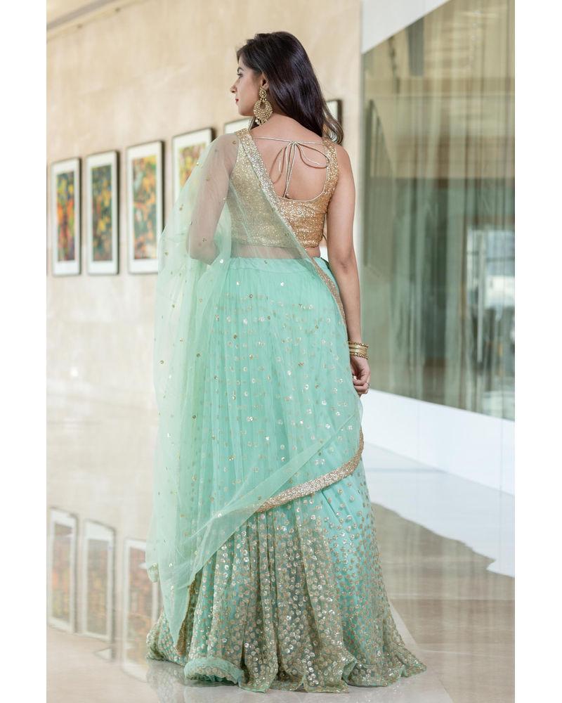 Women's Mint Green Lehenga (3pcs set) - Label Shaurya Sanadhya