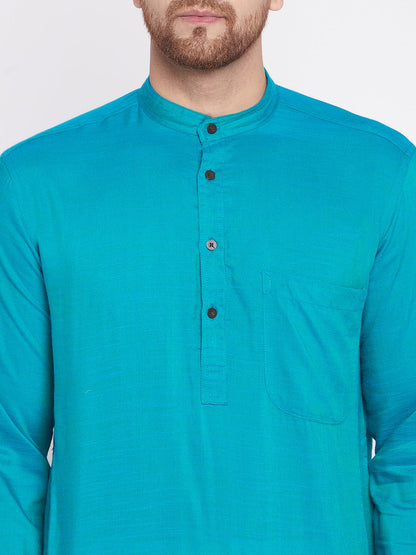 Men's Long Kurta with Band Collar -