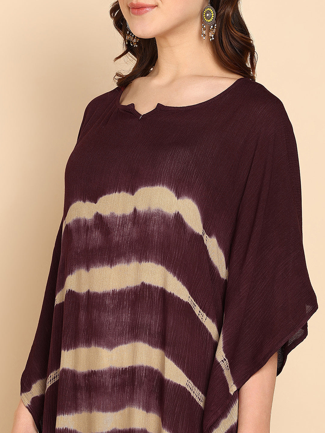 Women's Maroon Crepe Kaftan