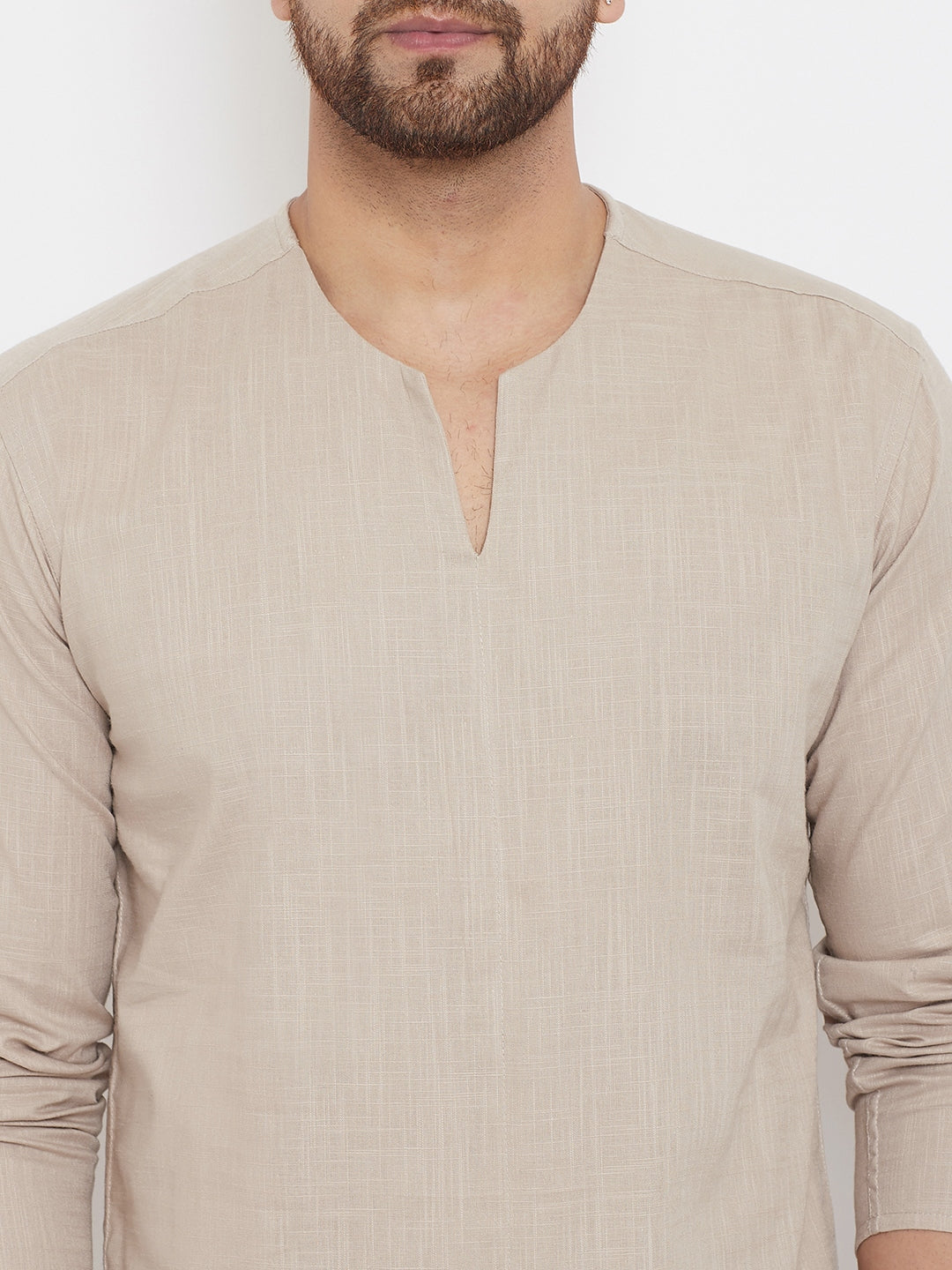 Men's Beige Summer Casual Shirt Kurta