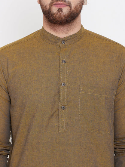 Men's Pure Cotton Kurta With Band Collar