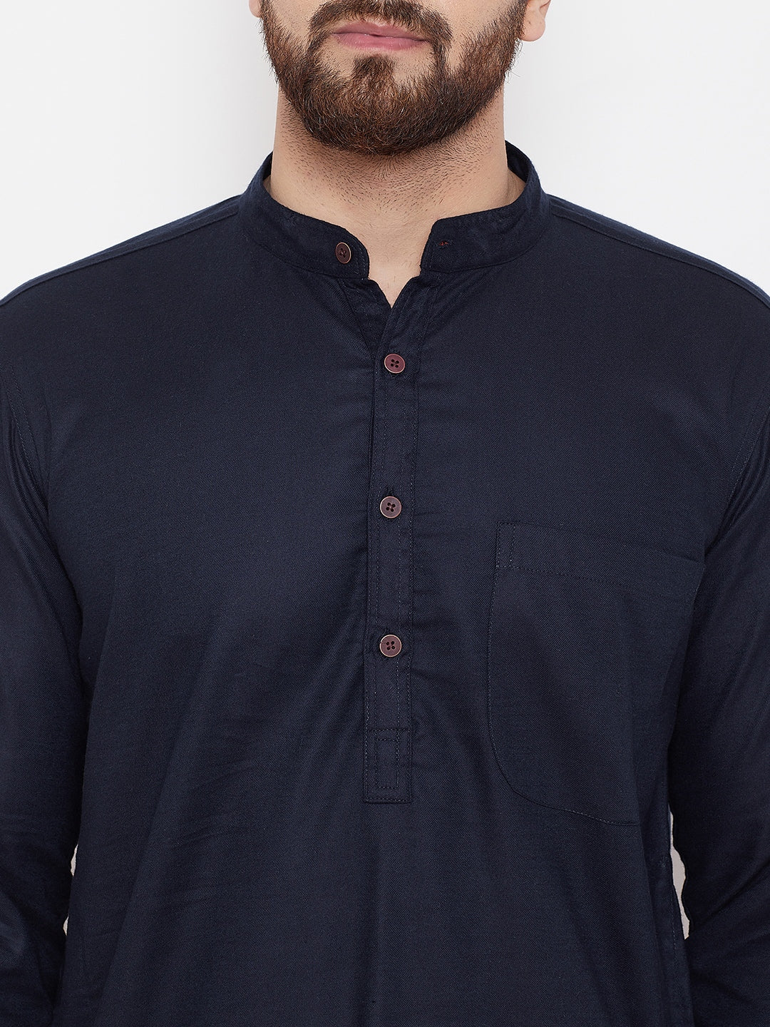 Men's Black Cotton Wool Kurta