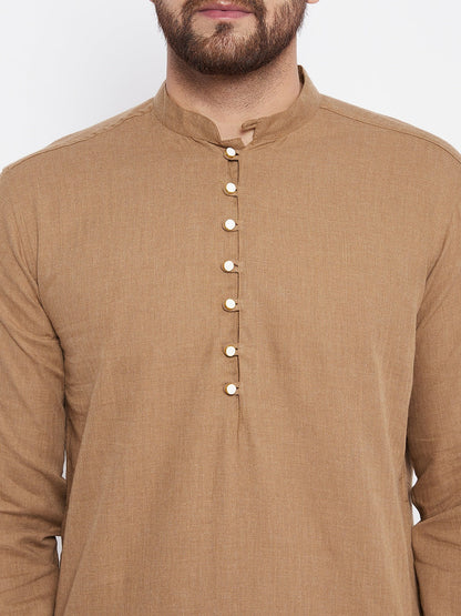 Men's Pure Cotton Beige Kurta