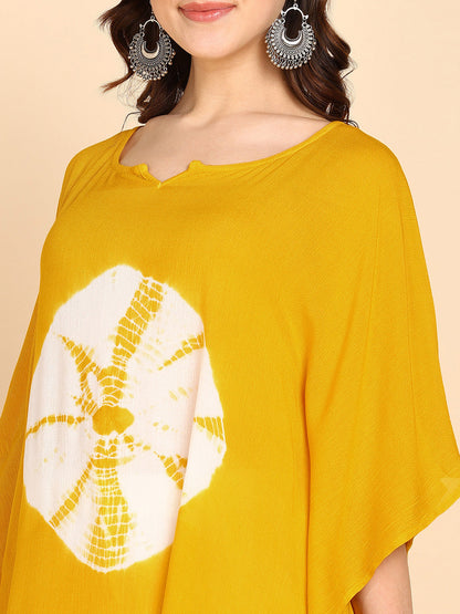 Women's Yellow Crepe Kaftan