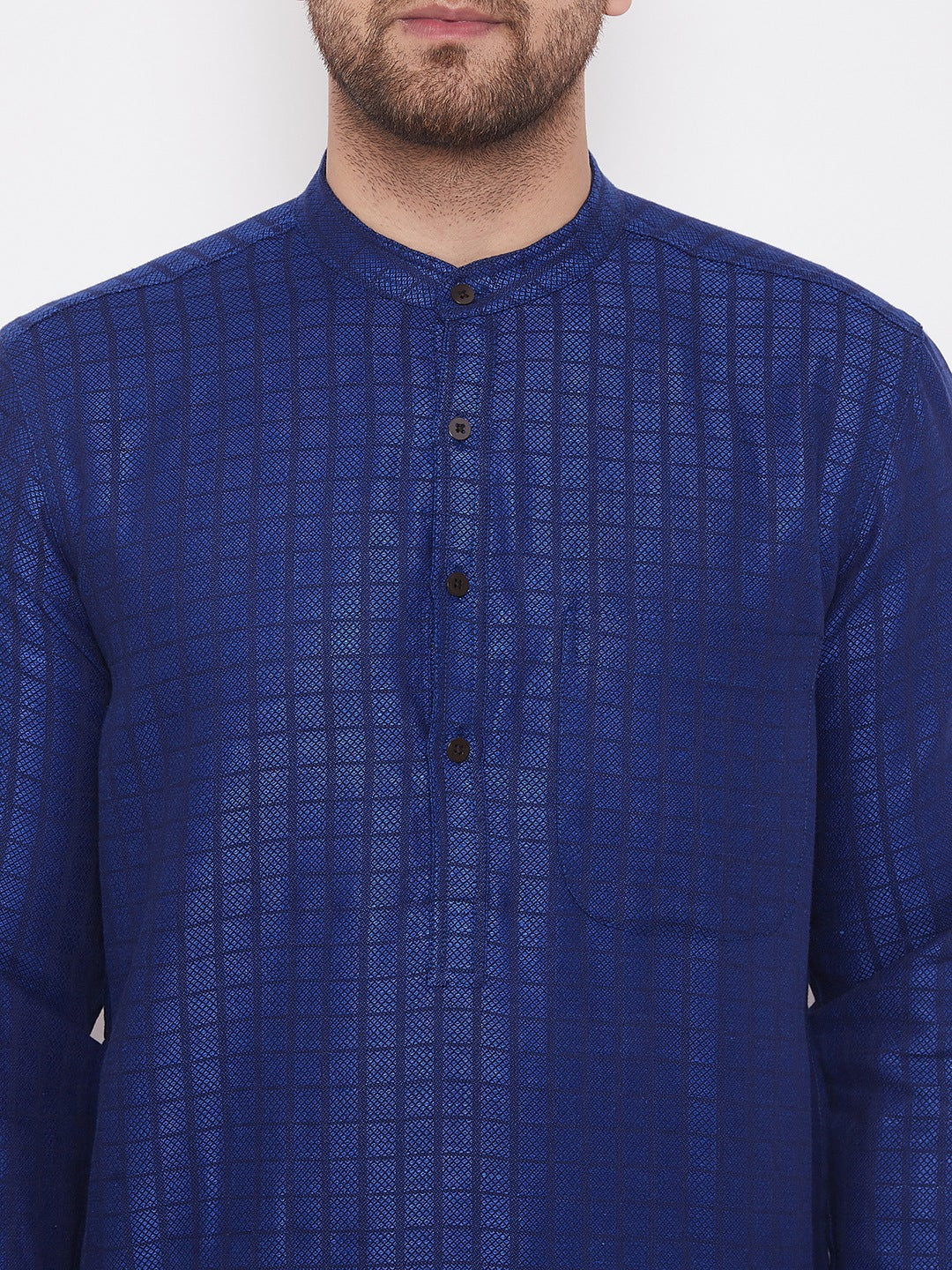 Men's Royal Blue Pure Cotton Kurta