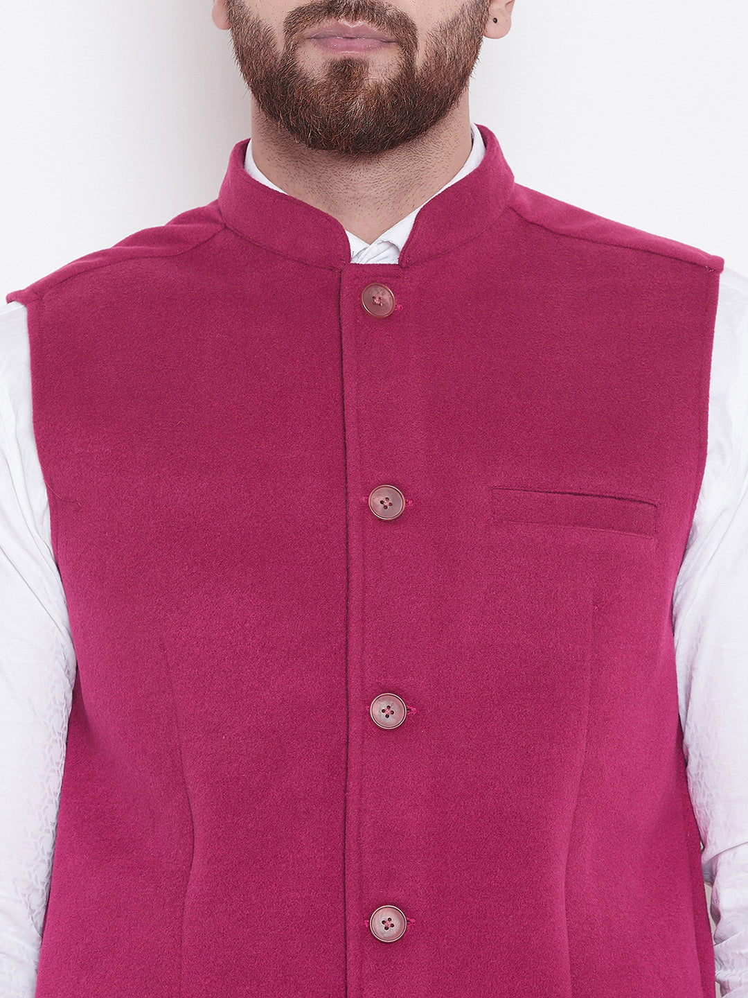 Men's Pink Blended Wool Nehru Jacket