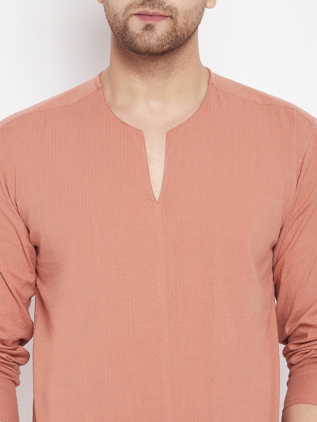 Men's Brown Color Kurta with Slit Neckline