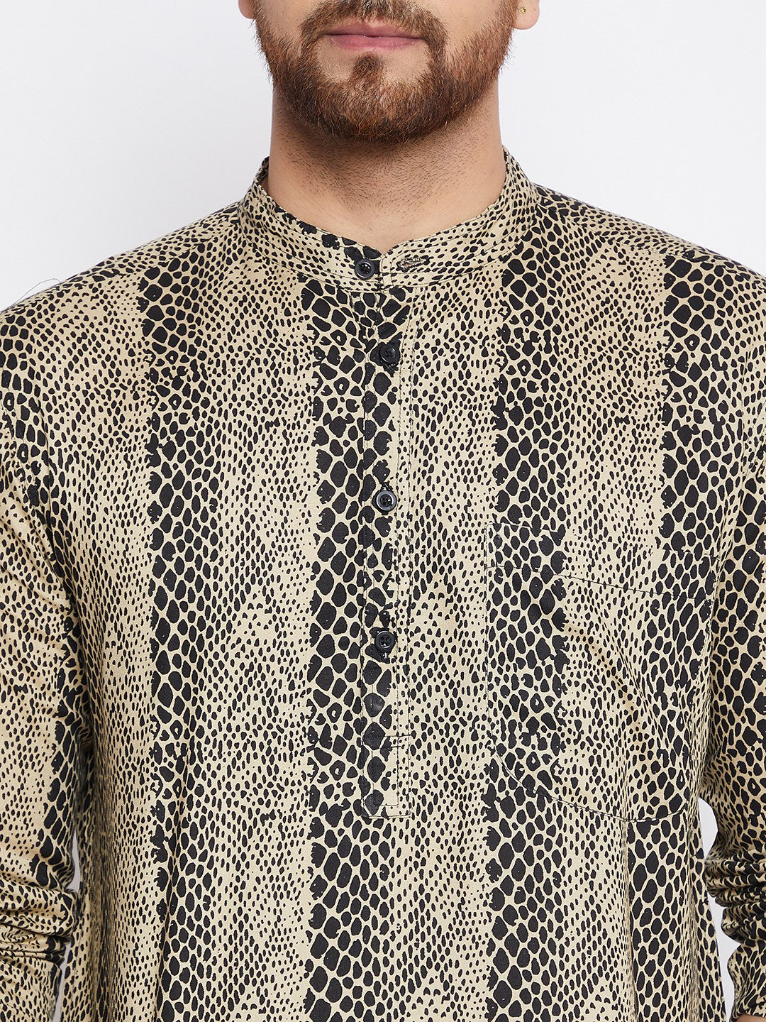 Men's Printed Design Straight Kurta