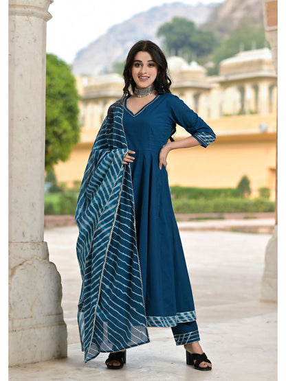 Women's Miera Blue Anarkali Suit Set