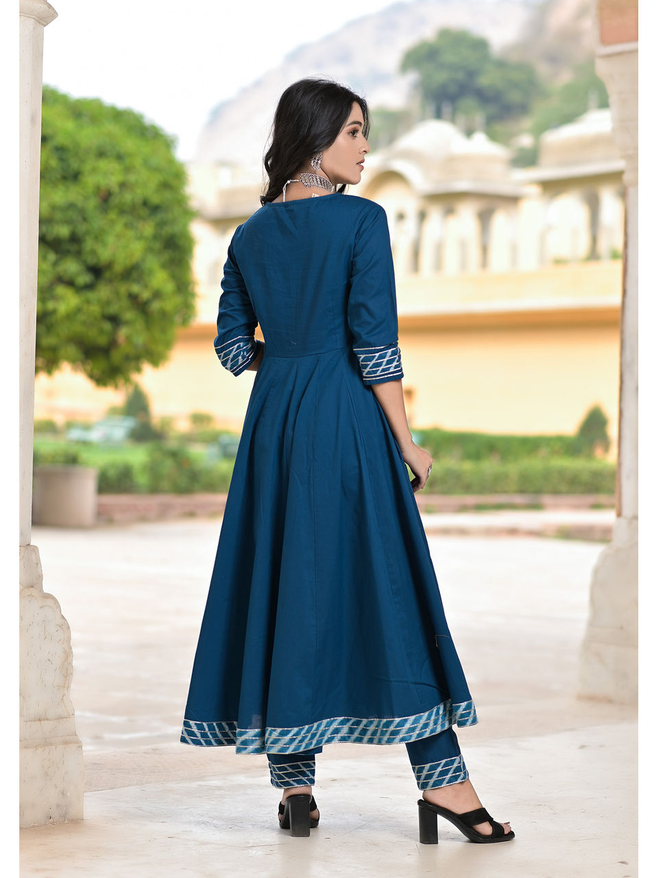 Women's Miera Blue Anarkali Suit Set