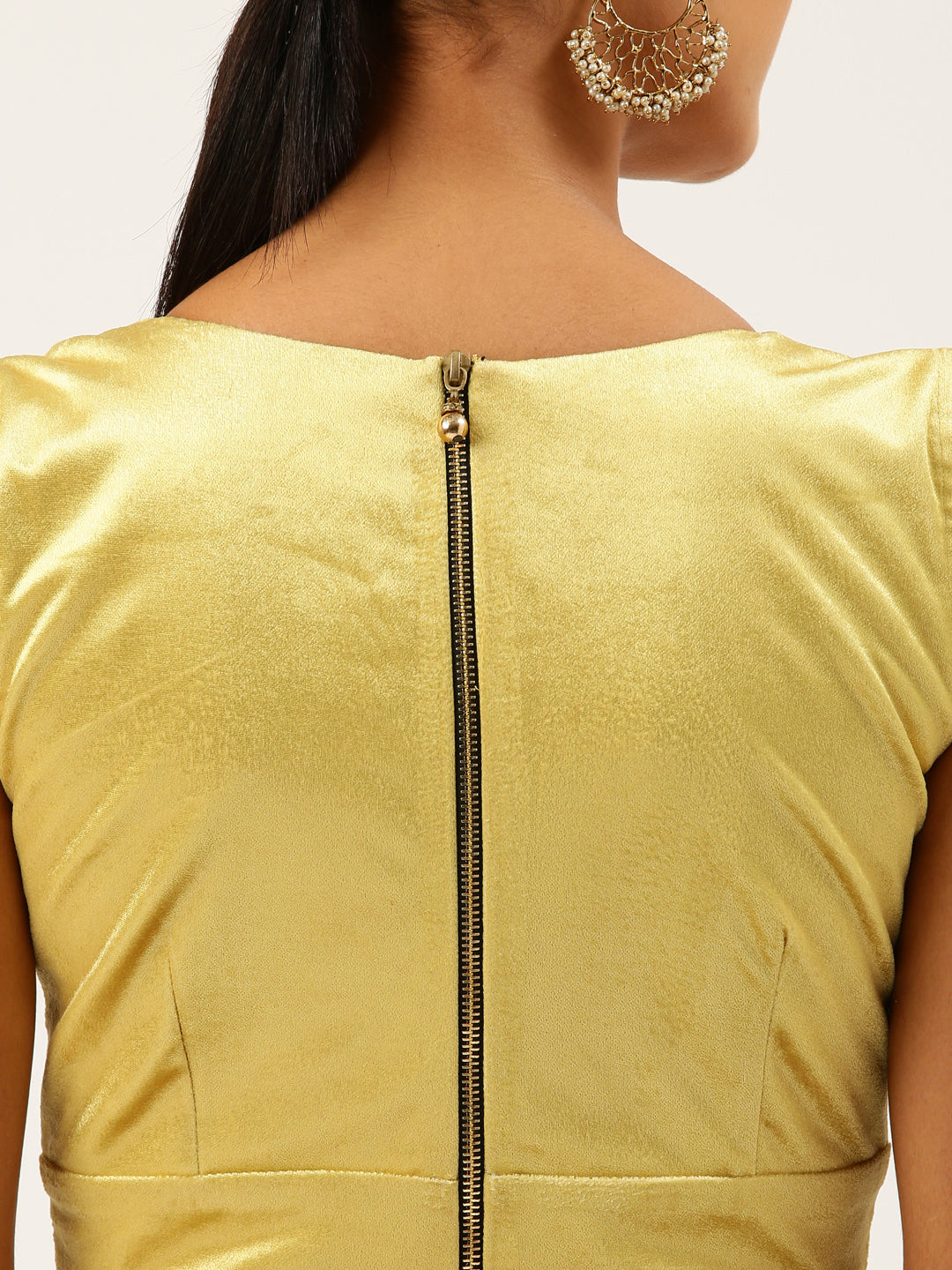 Women's Yellow Toned Velvet Readymade Blouse