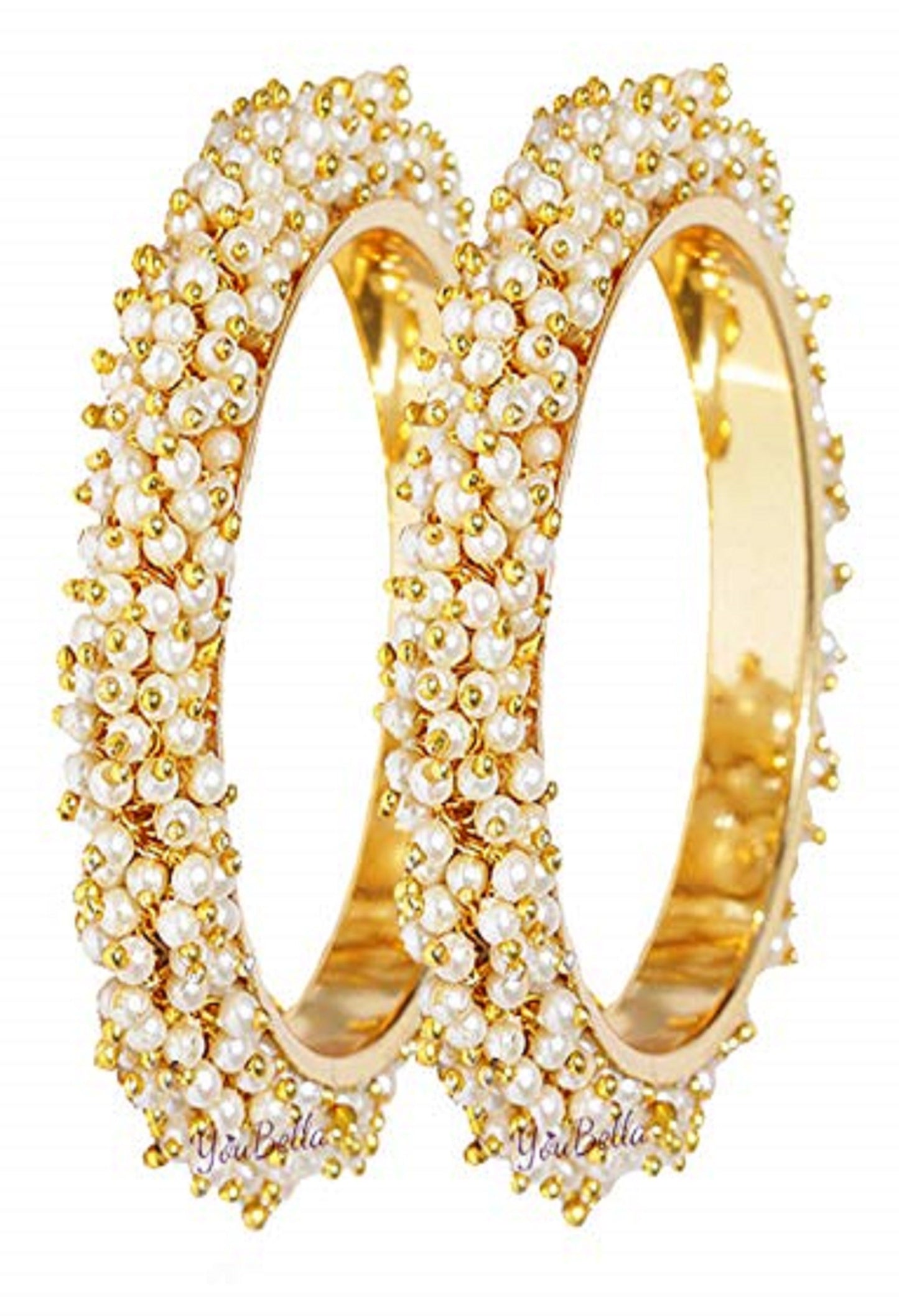 Women's Gold-Plated Beads Work Bangles