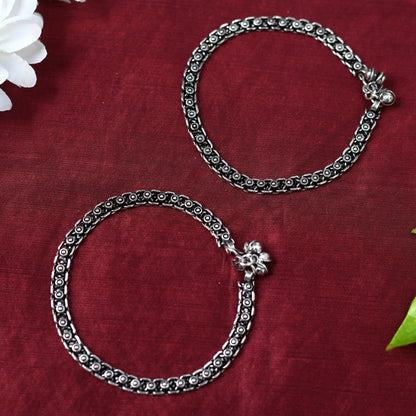 Traditional Oxidised Silver-Plated Anklets Jkpayal_014