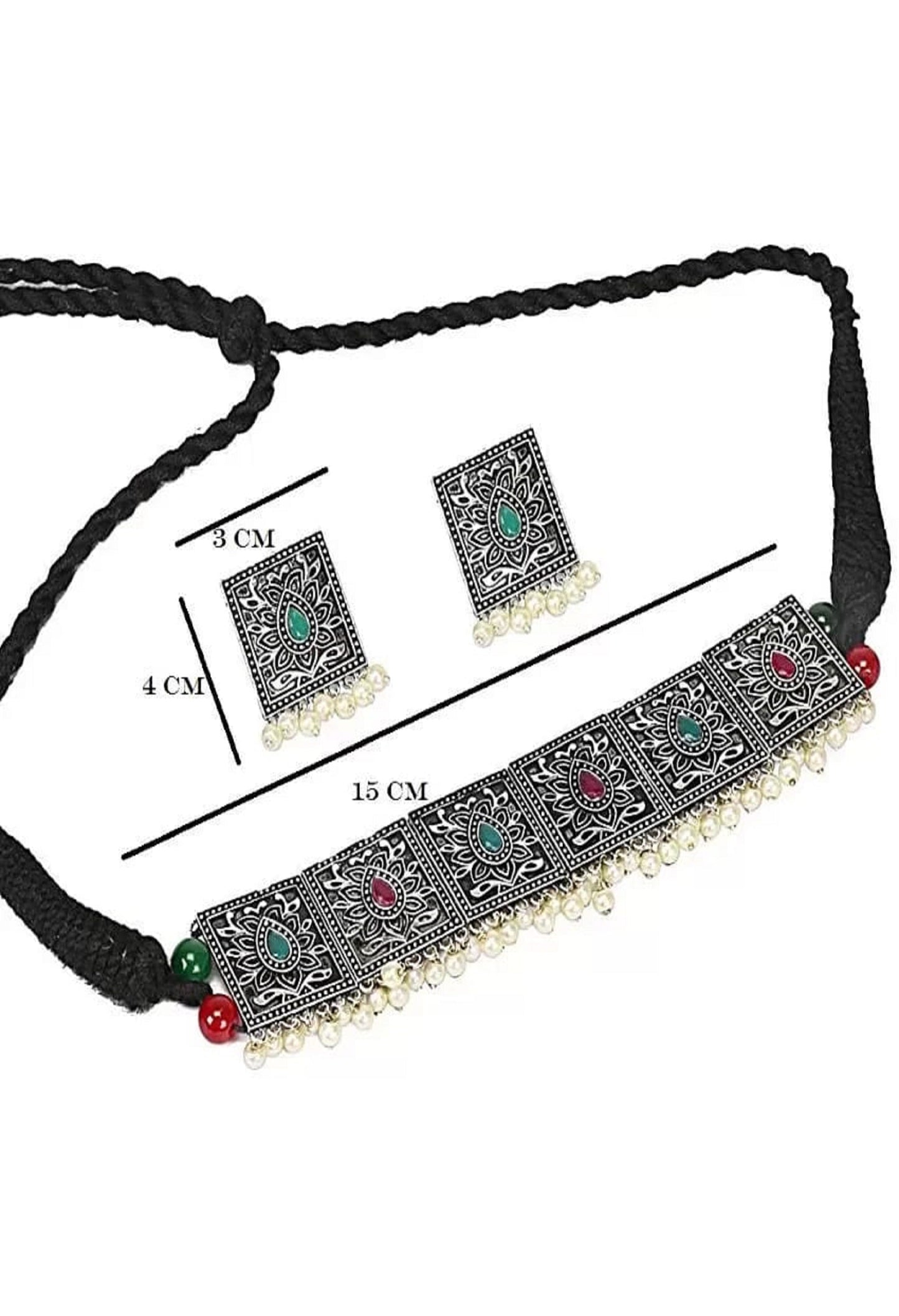 Women's  Traditional Indian Design heavy Multi Stone Necklace Set Jkms_040