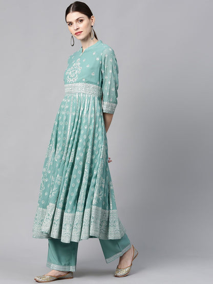 Women's Georgette Printed Anarkali Kurta With Palazzo