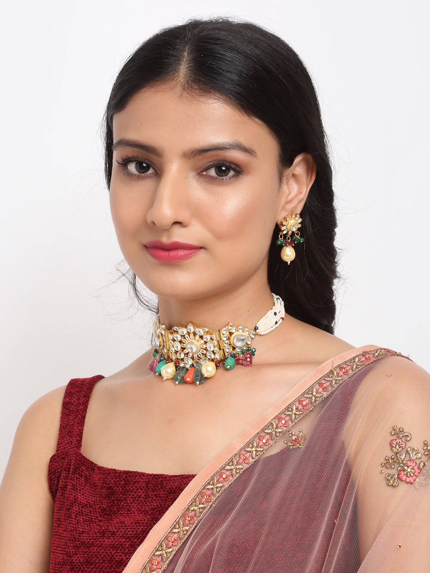 Women's Kundan Maharani Choker with Earrings