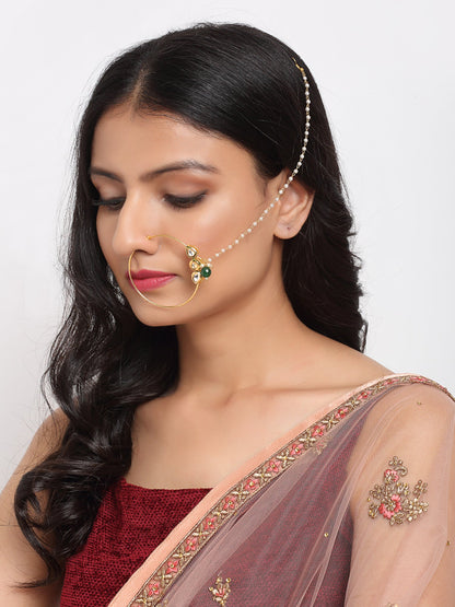 Bridal Kundan Nose Ring With Pearls