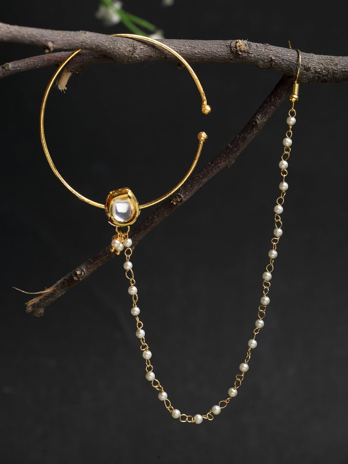 Gold Plated Kundan Nose Ring