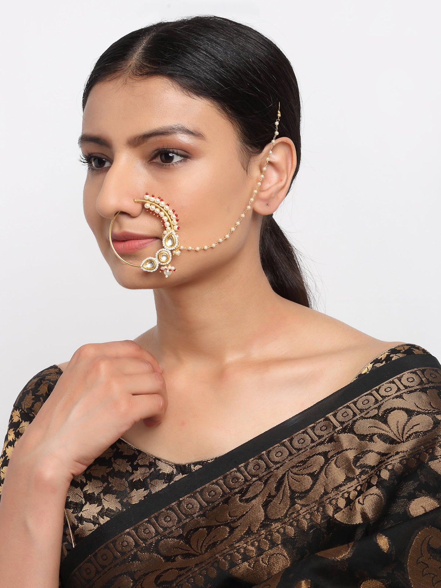 Traditional Kundan Nose Ring Nath