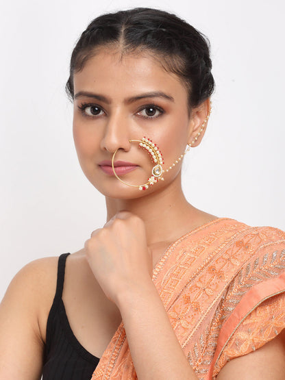 Royal Kundan & Pearl Nose Ring